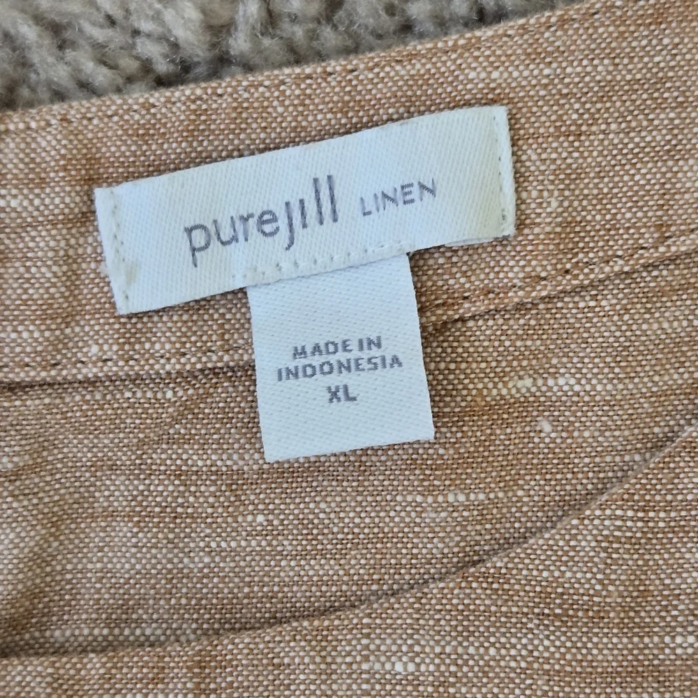 Pure Jill 100% Linen A Line Maxi Dress  Sable Sleeveless Pockets‎ Lagenlook XL - Picture 12 of 15